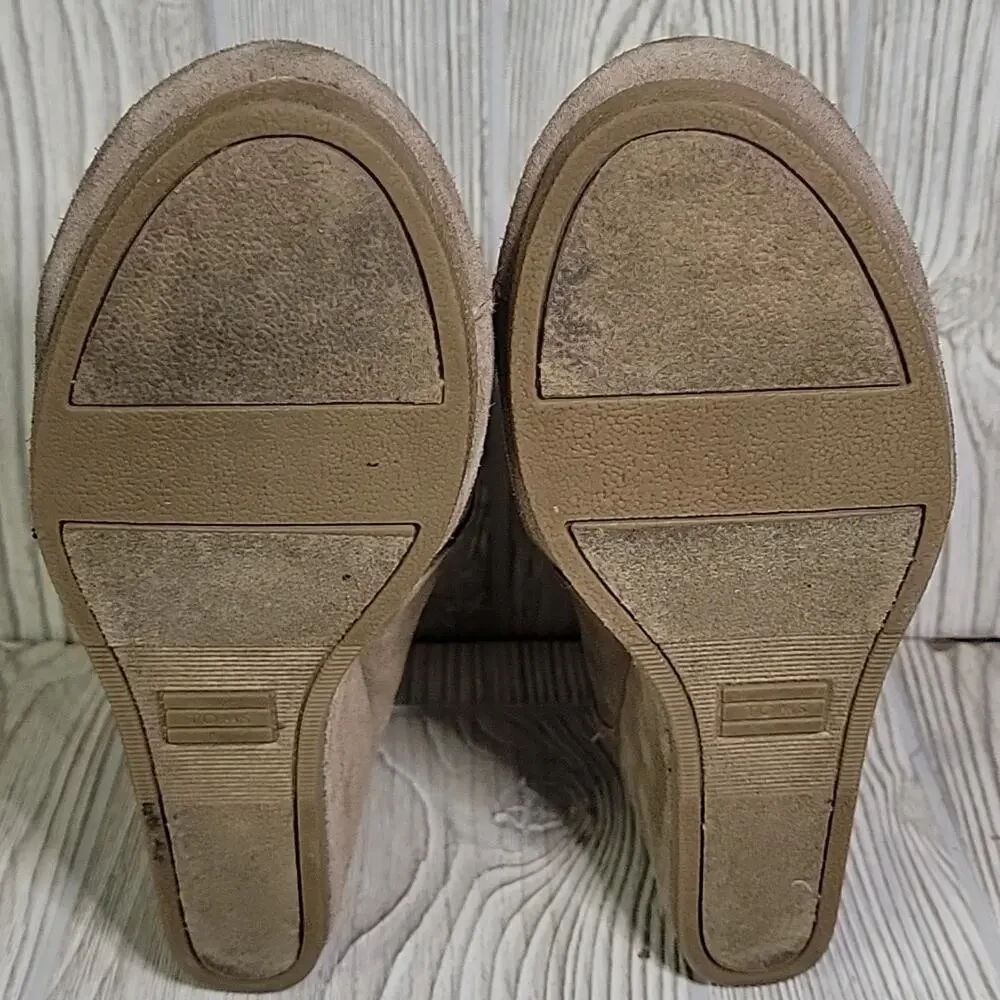 TOMS Kala Suede Wedge Lace Up Ankle Booties Womens Size 8